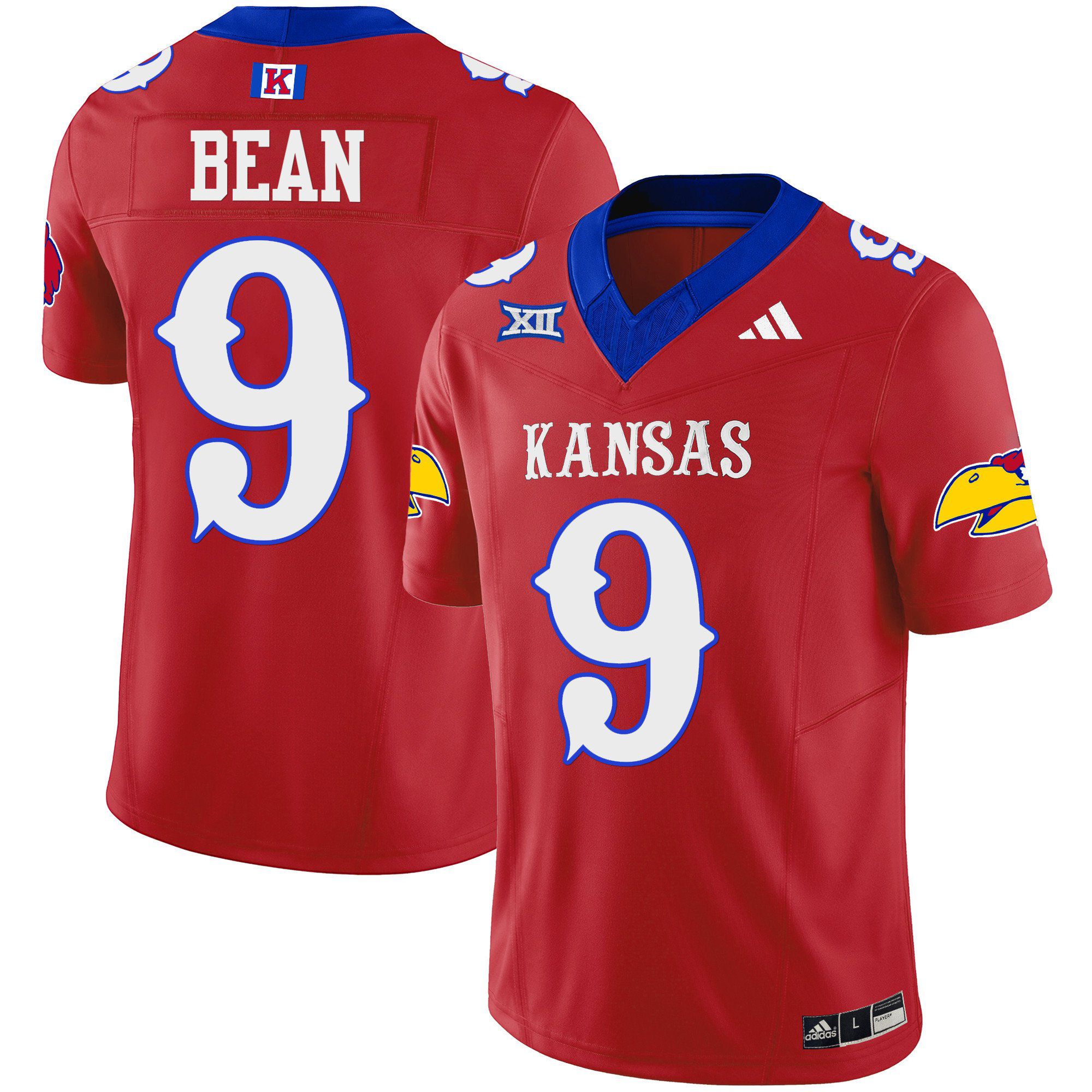 Men Kansas Jayhawks #9 Bean Red 2024 Blackhawk Vapor Limited NCAA Jersey->indianapolis colts->NFL Jersey